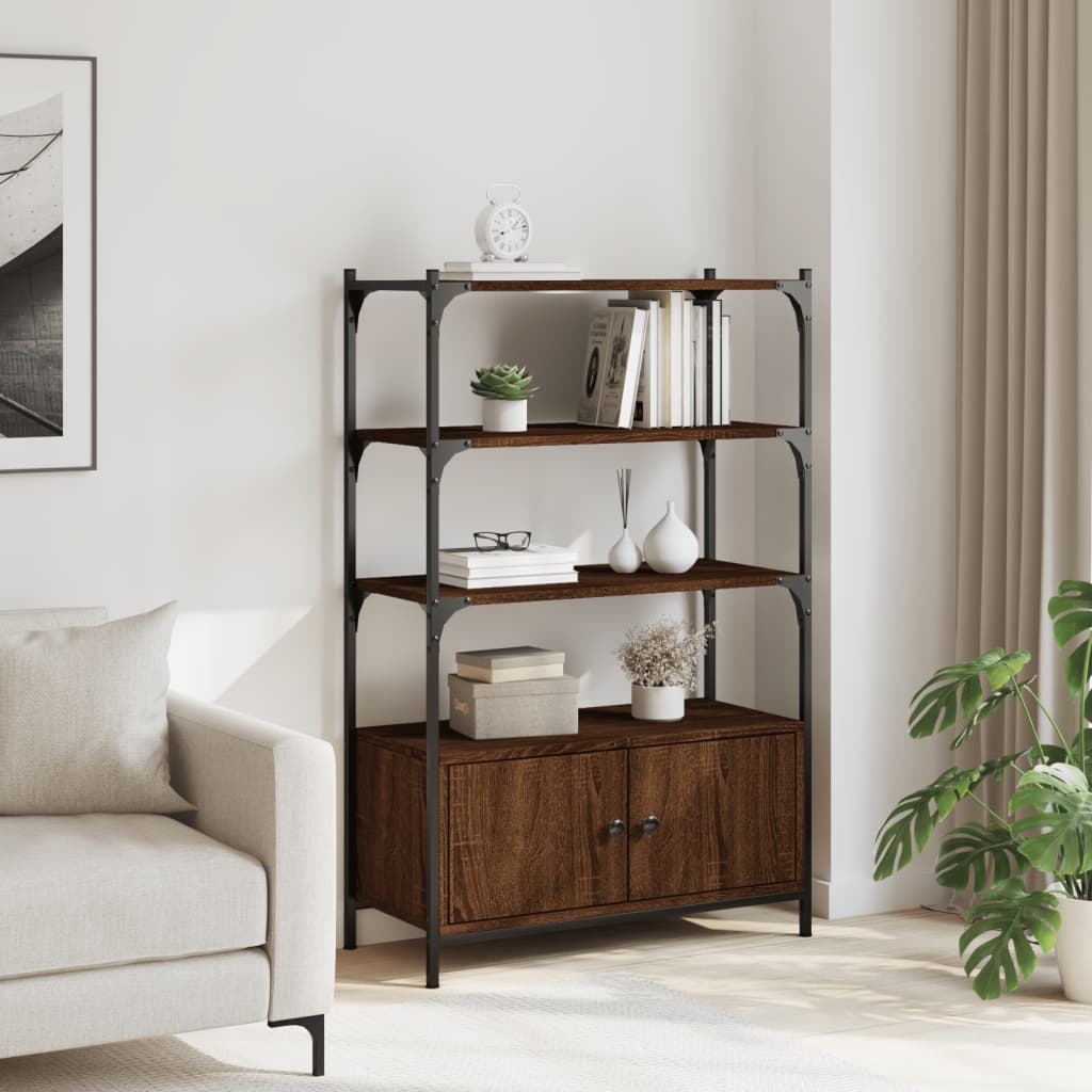 Bookcase 3 levels brown oak 70x30x109.5 cm processed wood