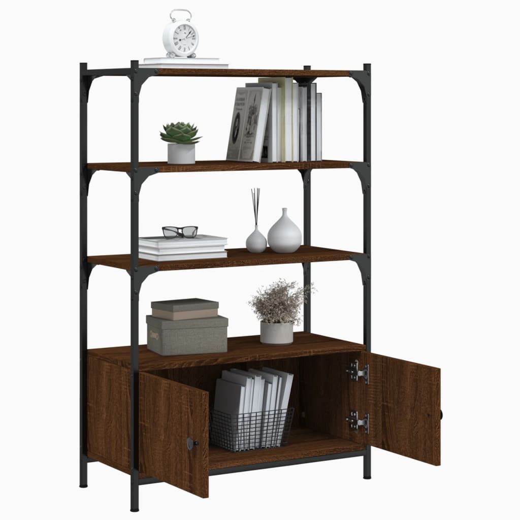 Bookcase 3 levels brown oak 70x30x109.5 cm processed wood