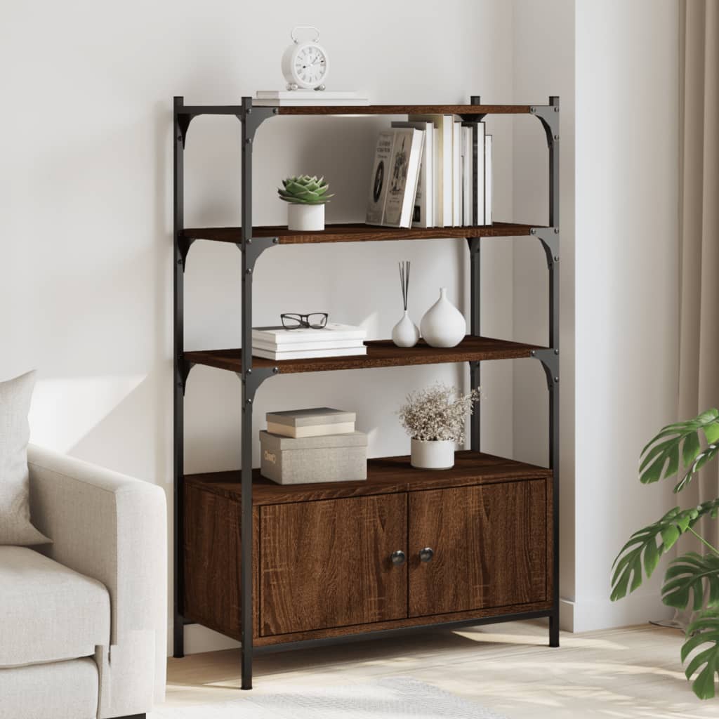 Bookcase 3 levels brown oak 70x30x109.5 cm processed wood