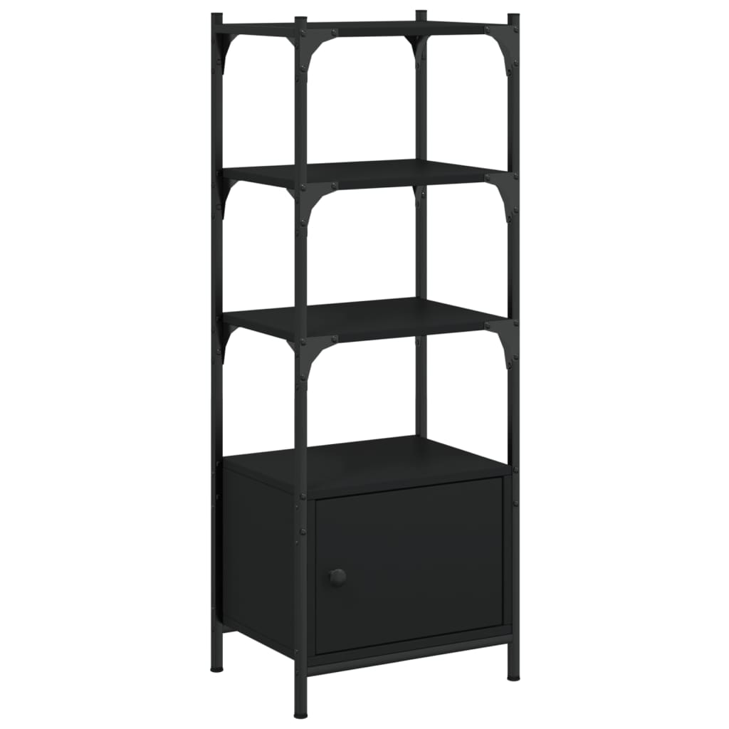 Bookcase with 3 levels, black, 41x30x109.5 cm, processed wood