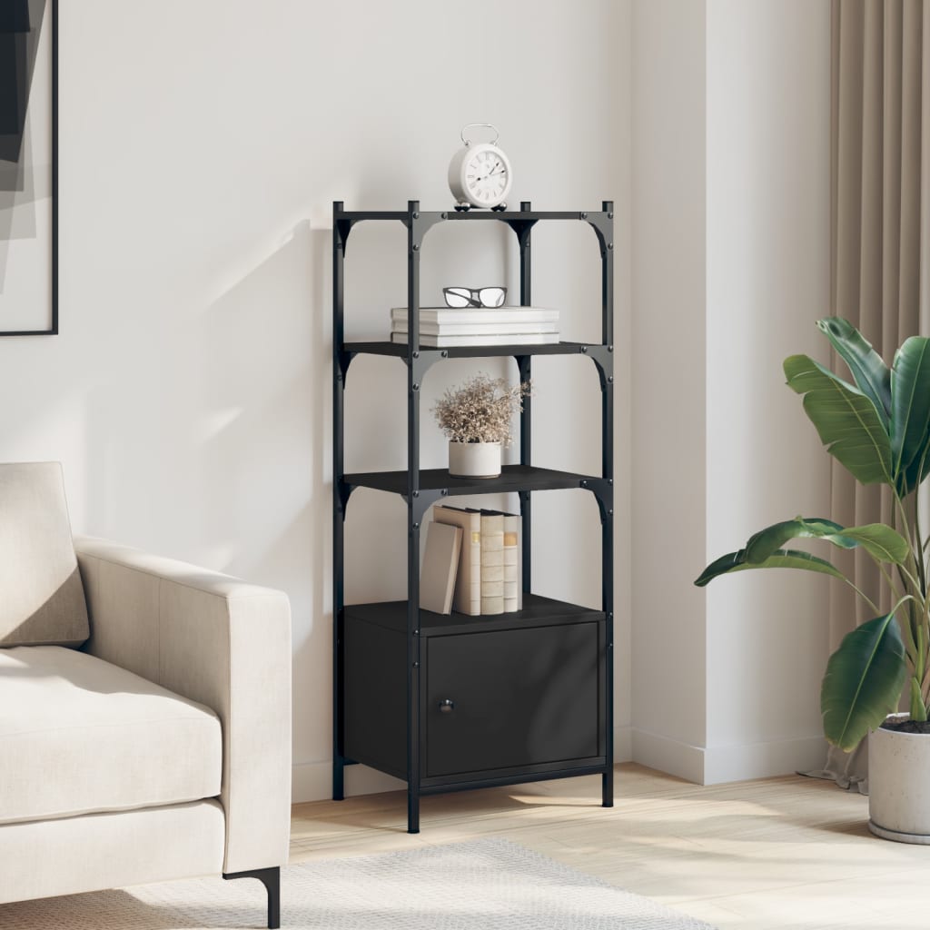 Bookcase with 3 levels, black, 41x30x109.5 cm, processed wood