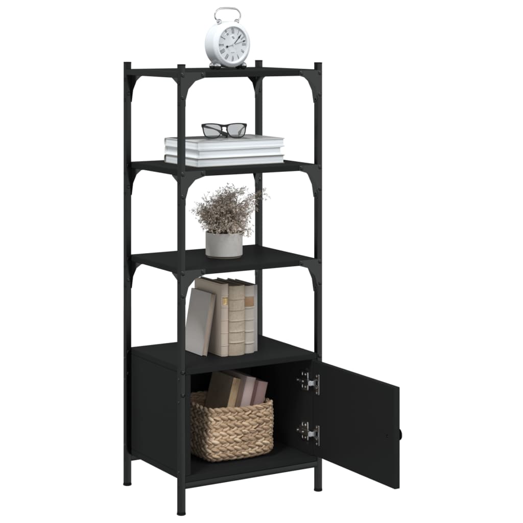 Bookcase with 3 levels, black, 41x30x109.5 cm, processed wood