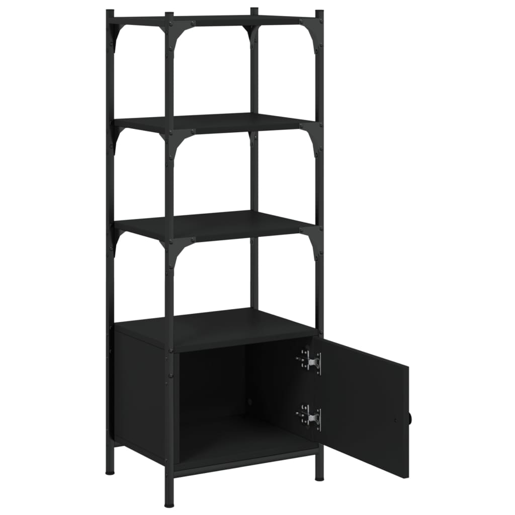 Bookcase with 3 levels, black, 41x30x109.5 cm, processed wood