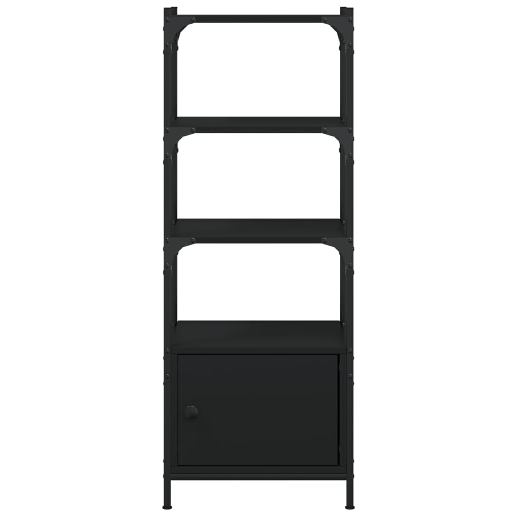 Bookcase with 3 levels, black, 41x30x109.5 cm, processed wood