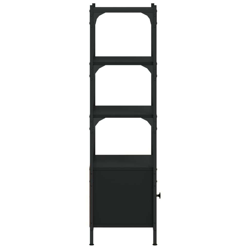 Bookcase with 3 levels, black, 41x30x109.5 cm, processed wood