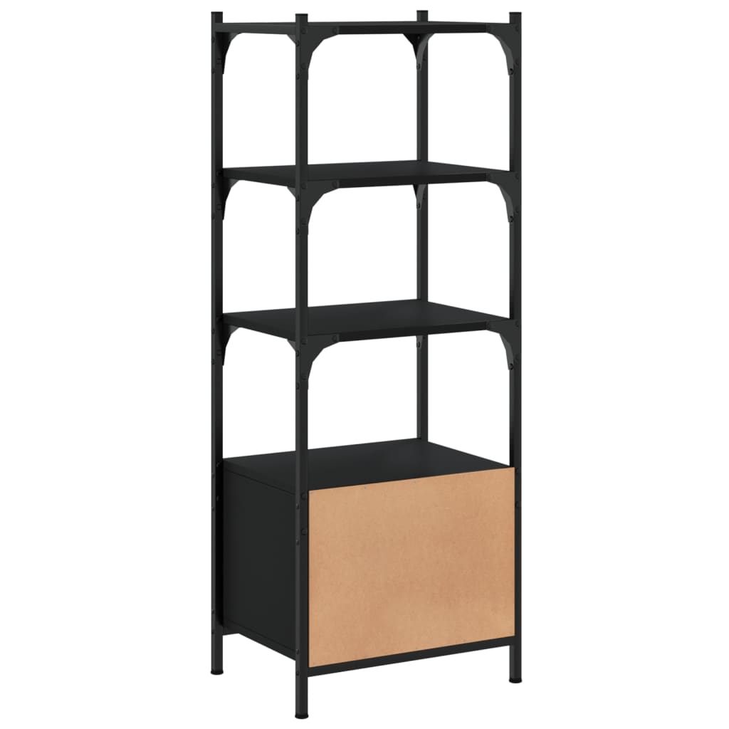 Bookcase with 3 levels, black, 41x30x109.5 cm, processed wood
