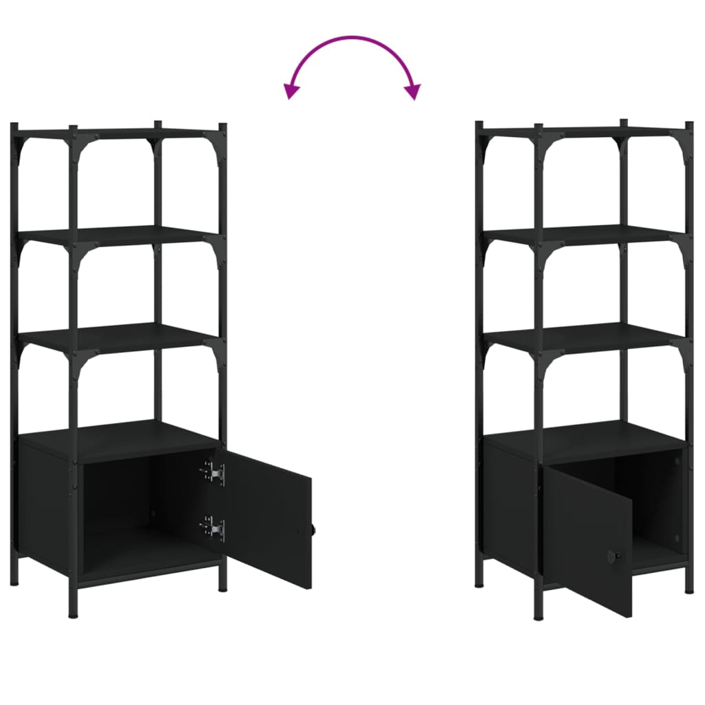 Bookcase with 3 levels, black, 41x30x109.5 cm, processed wood