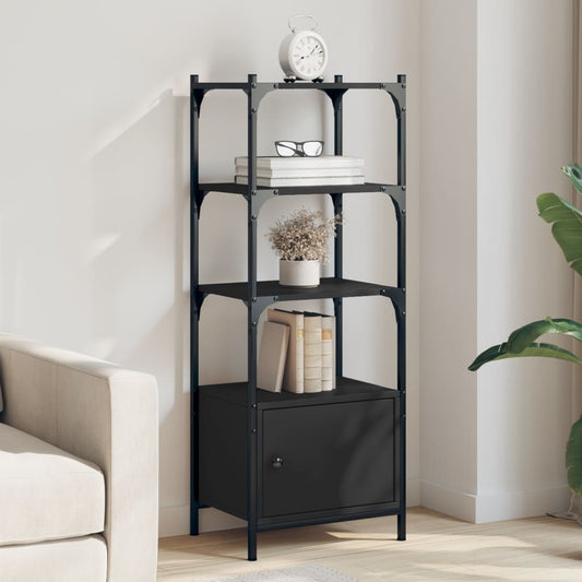 Bookcase with 3 levels, black, 41x30x109.5 cm, processed wood