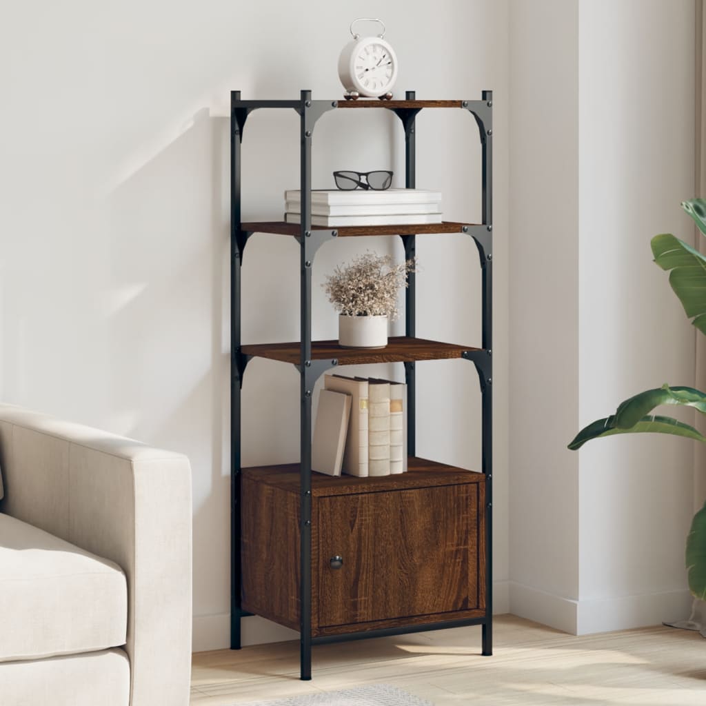 Bookcase 3 levels brown oak 41x30x109.5 cm processed wood