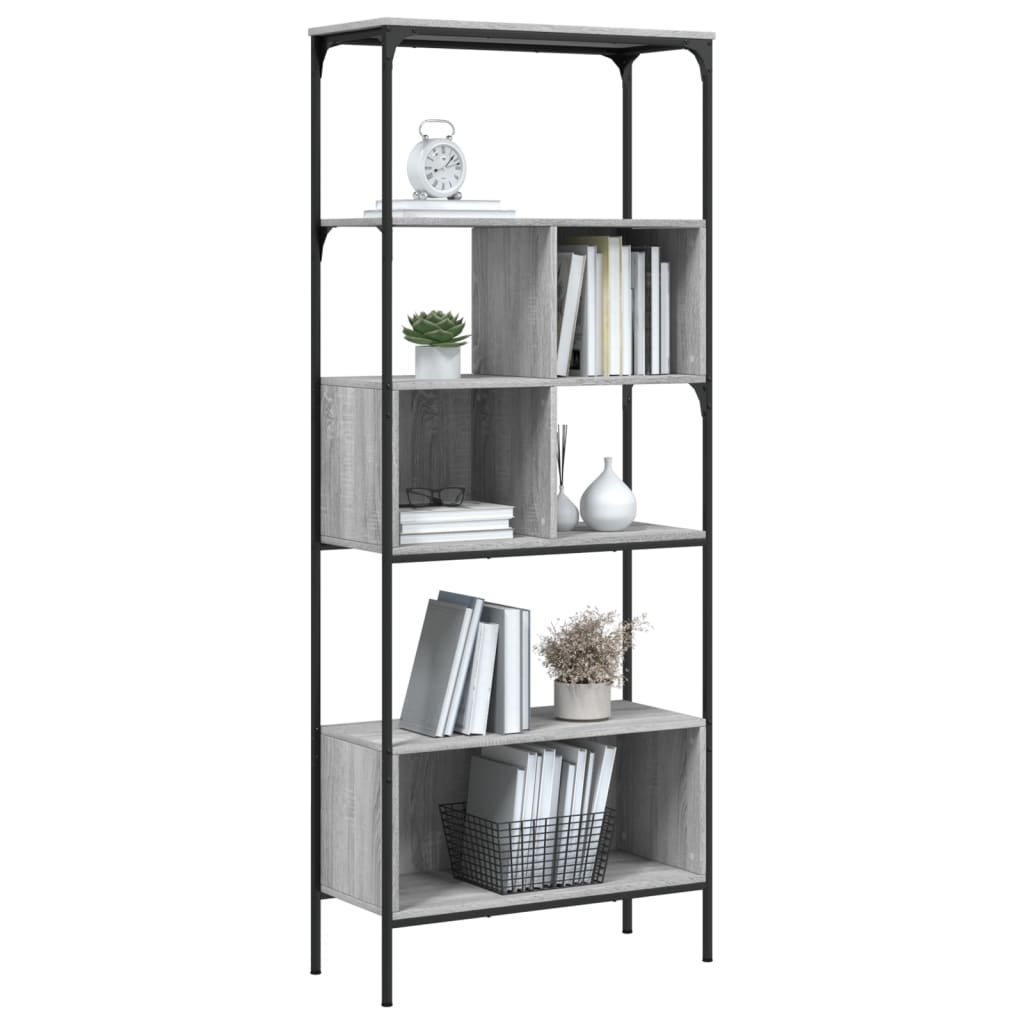Bibliotecă cu 5 niveluri gri sonoma 76x33x188,5cm lemn compozit