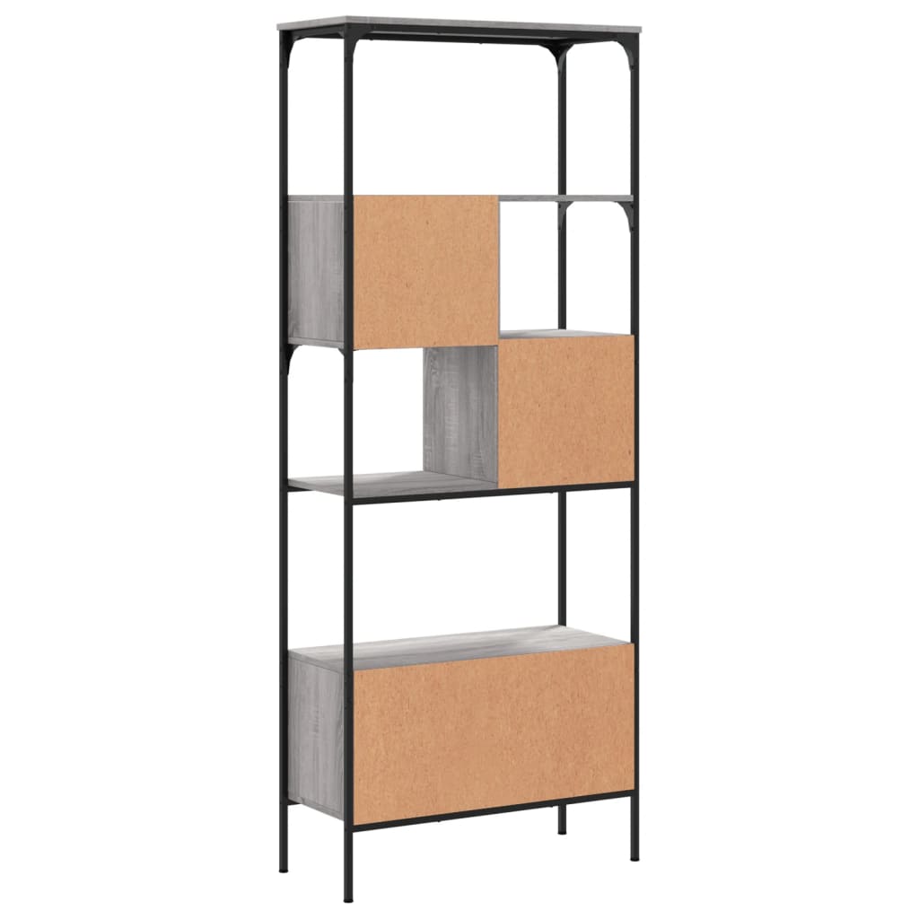Bibliotecă cu 5 niveluri gri sonoma 76x33x188,5cm lemn compozit