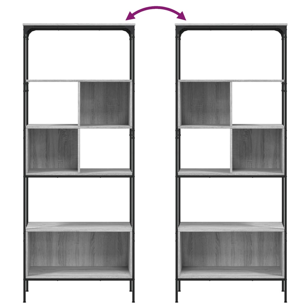 Bibliotecă cu 5 niveluri gri sonoma 76x33x188,5cm lemn compozit