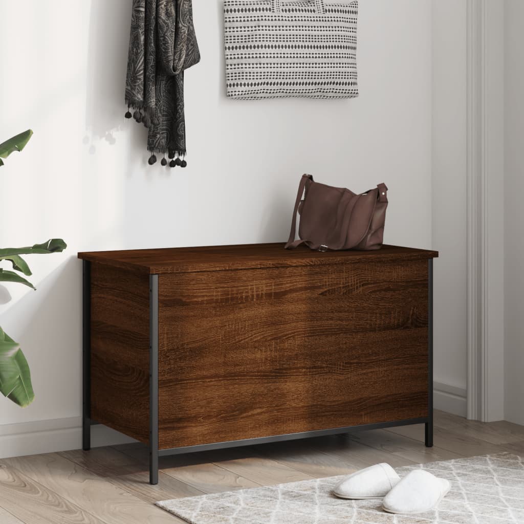 Storage bench, brown oak, 80x42.5x50 cm, processed wood