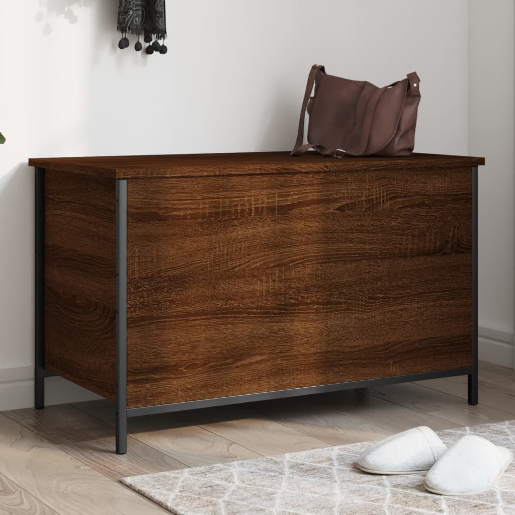 Storage bench, brown oak, 80x42.5x50 cm, processed wood