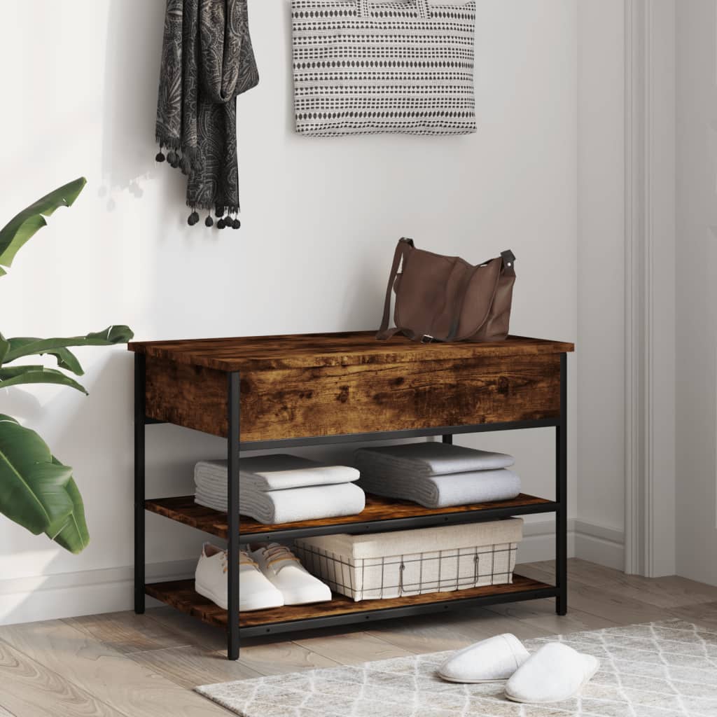 Shoe bench, smoky oak, 70x42.5x50 cm, processed wood