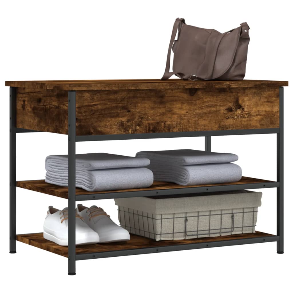 Shoe bench, smoky oak, 70x42.5x50 cm, processed wood