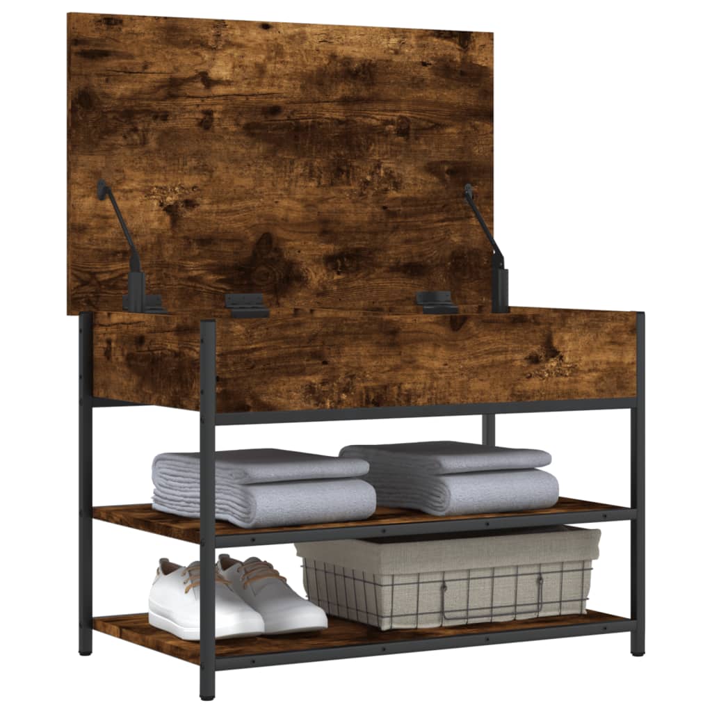 Shoe bench, smoky oak, 70x42.5x50 cm, processed wood