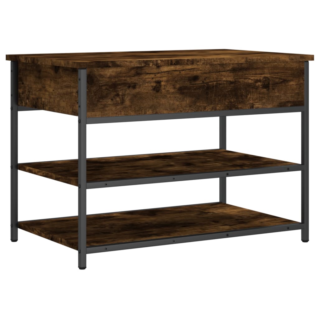 Shoe bench, smoky oak, 70x42.5x50 cm, processed wood