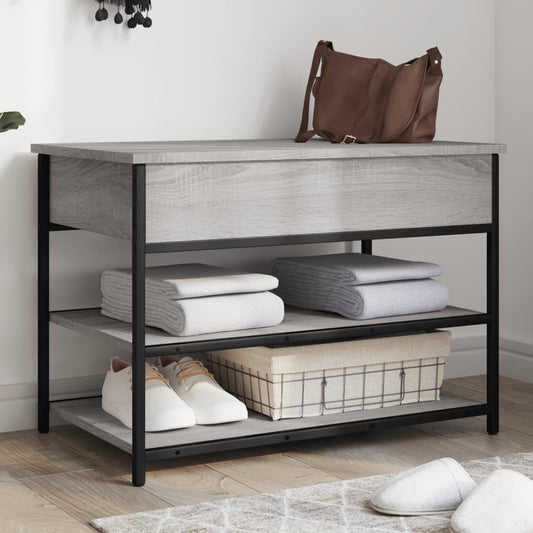 Bancă de pantofi, gri sonoma, 70x42,5x50 cm, lemn prelucrat