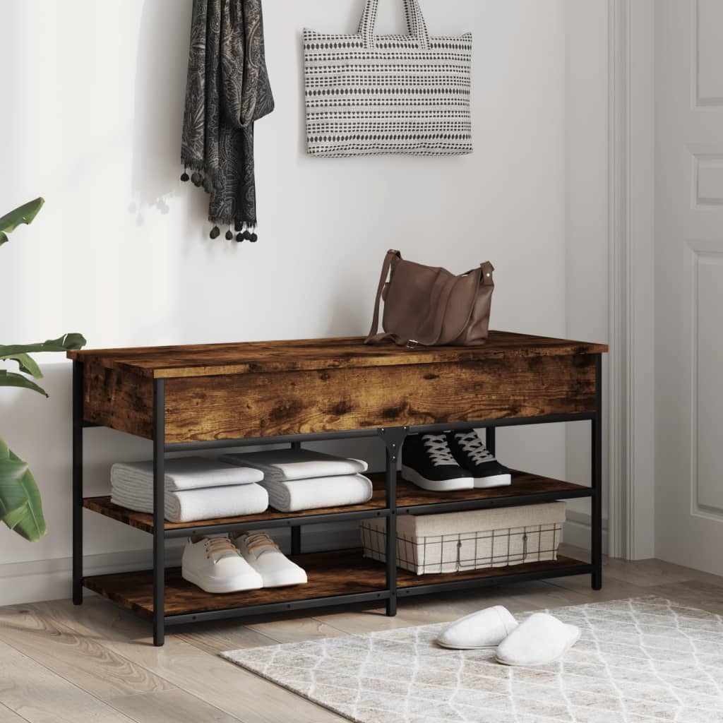 Shoe bench, smoky oak, 100x42.5x50 cm processed wood