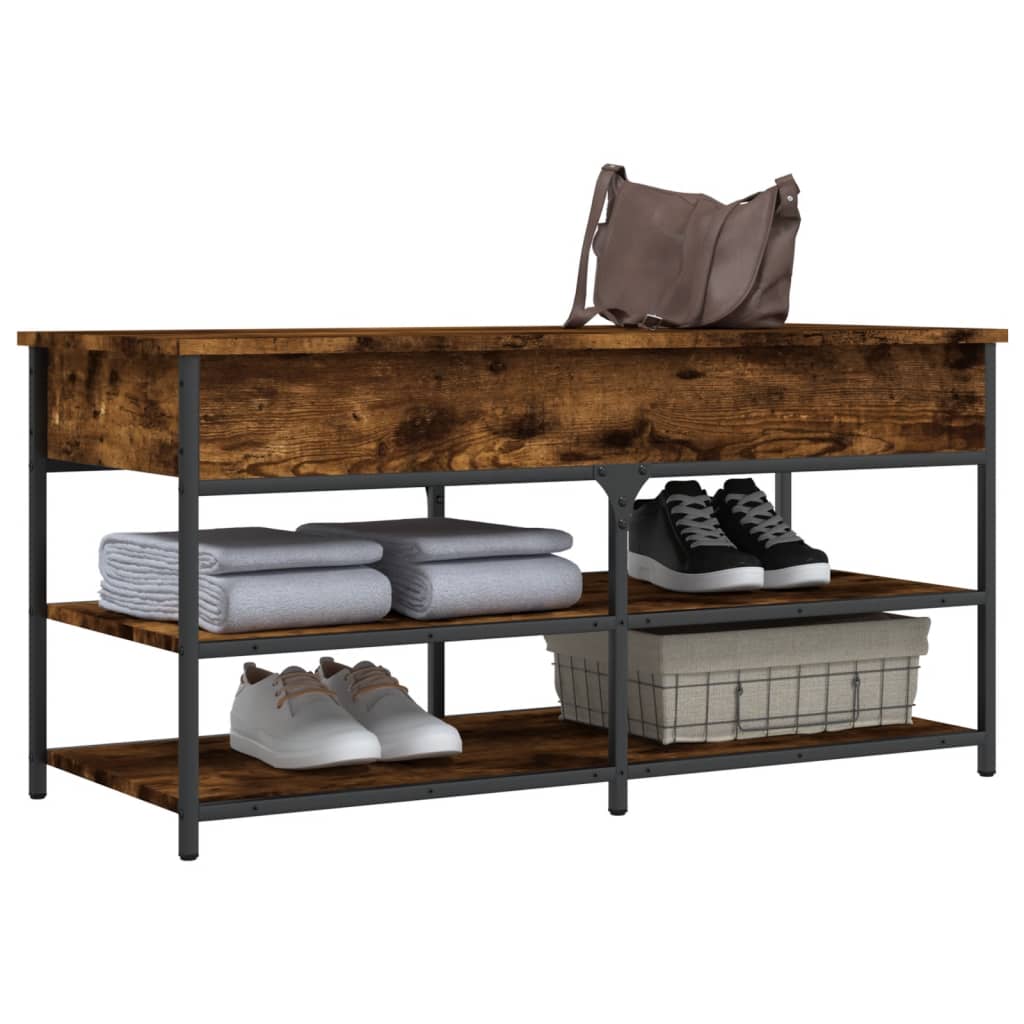 Shoe bench, smoky oak, 100x42.5x50 cm processed wood