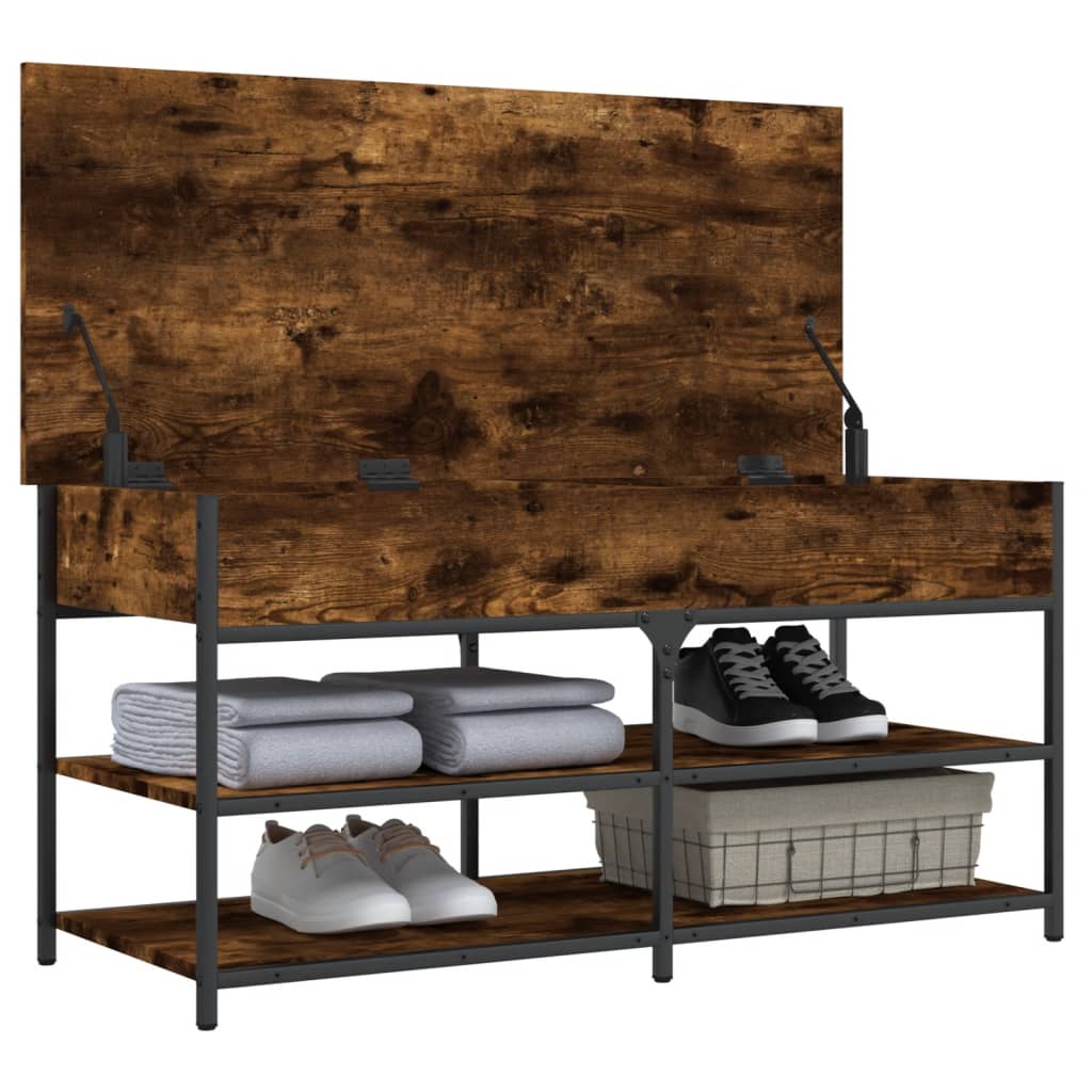 Shoe bench, smoky oak, 100x42.5x50 cm processed wood