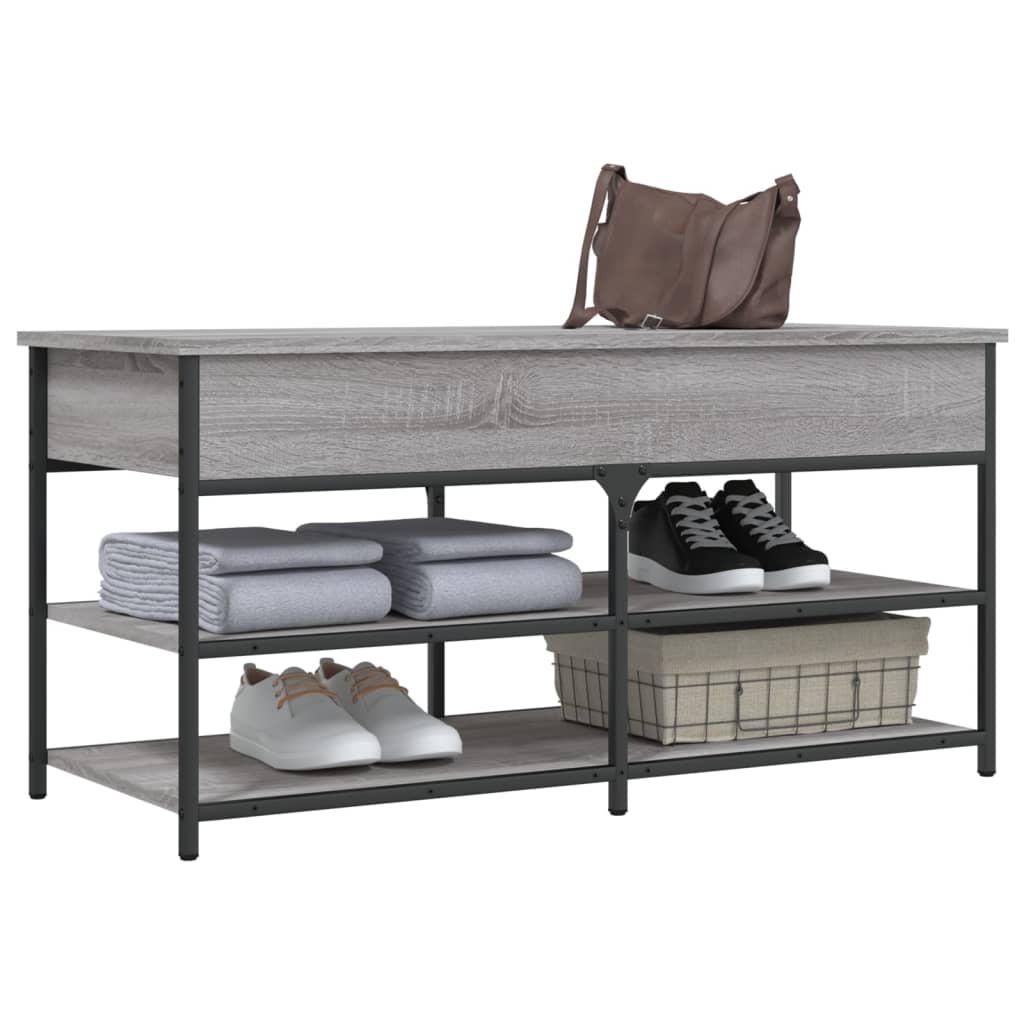 Shoe bench, sonoma grey, 100x42.5x50 cm, processed wood