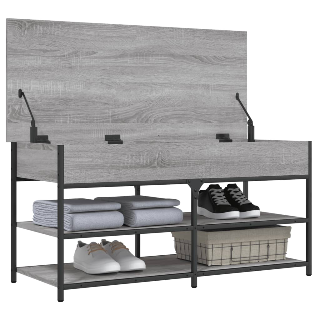Shoe bench, sonoma grey, 100x42.5x50 cm, processed wood