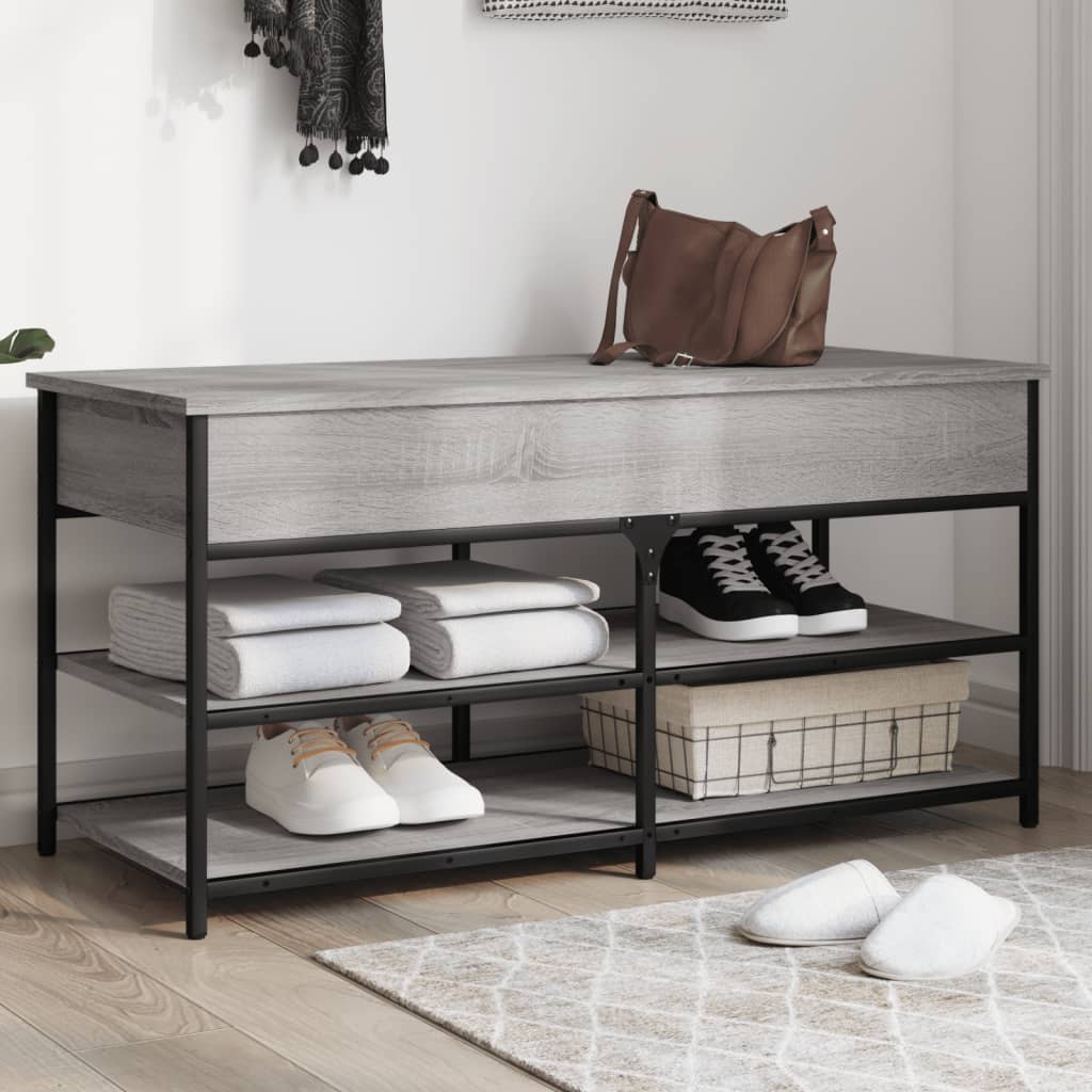 Shoe bench, sonoma grey, 100x42.5x50 cm, processed wood