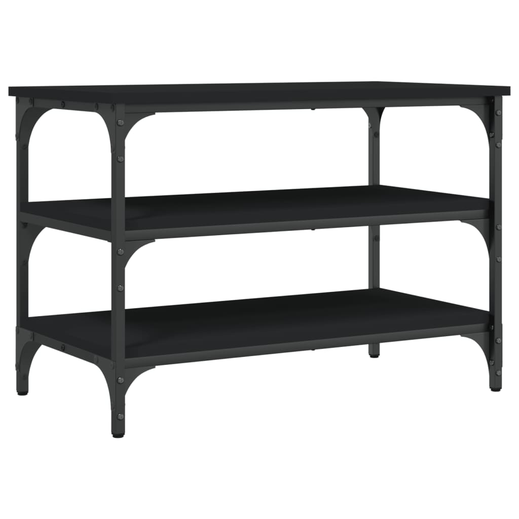 Shoe bench, black, 70x38.5x49 cm, processed wood