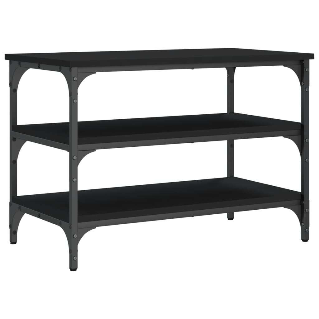 Shoe bench, black, 70x38.5x49 cm, processed wood