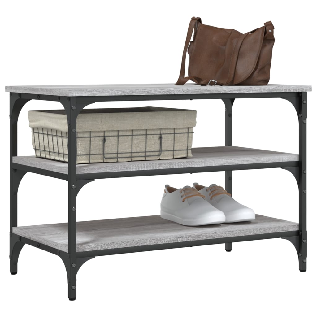 Shoe bench, sonoma grey, 70x38.5x49 cm, processed wood