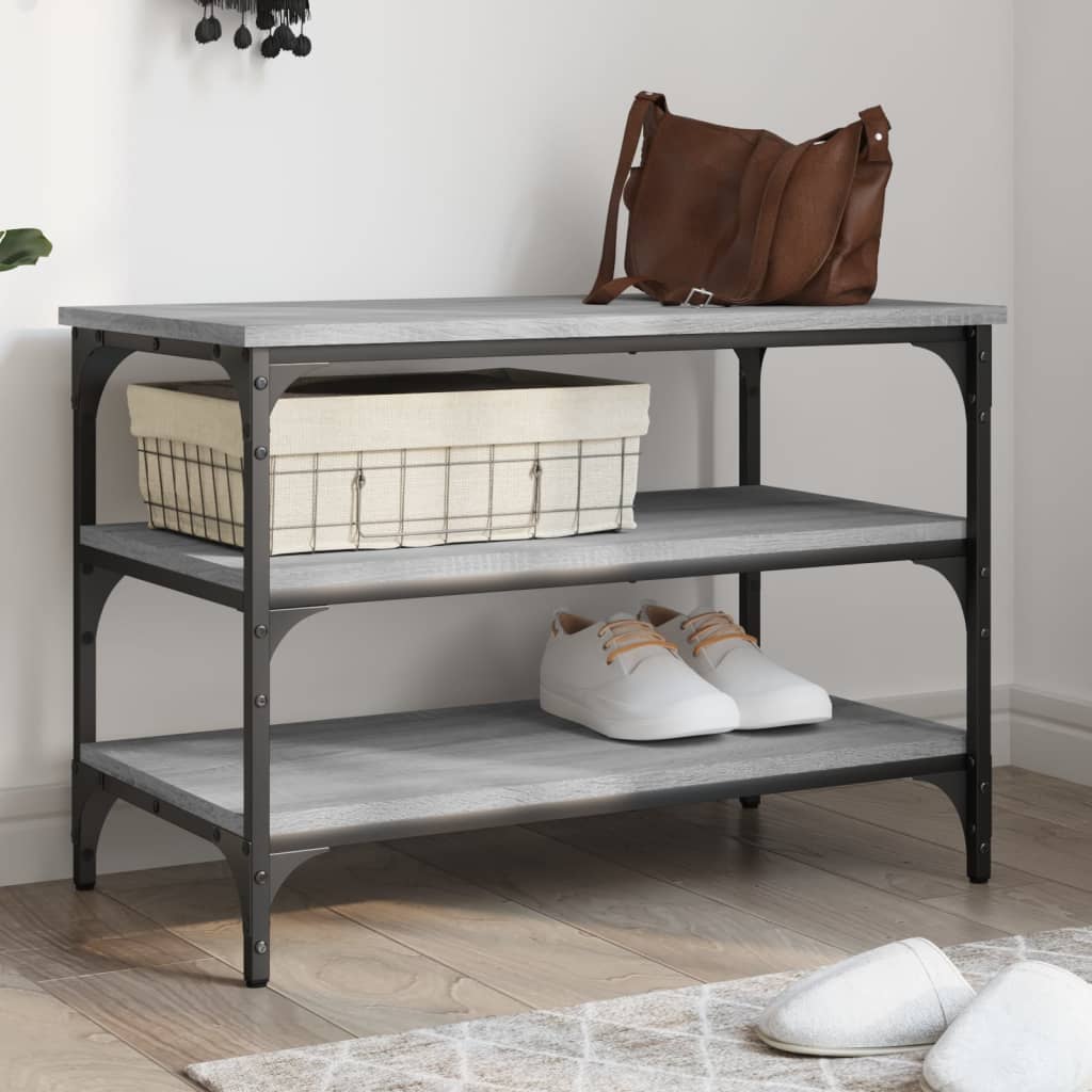 Shoe bench, sonoma grey, 70x38.5x49 cm, processed wood