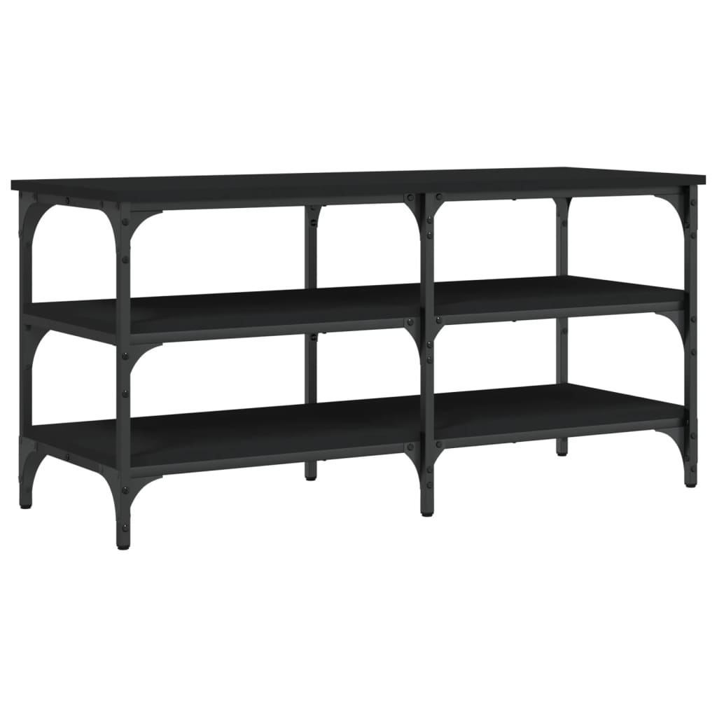 Shoe bench, black, 100x38.5x49 cm, processed wood