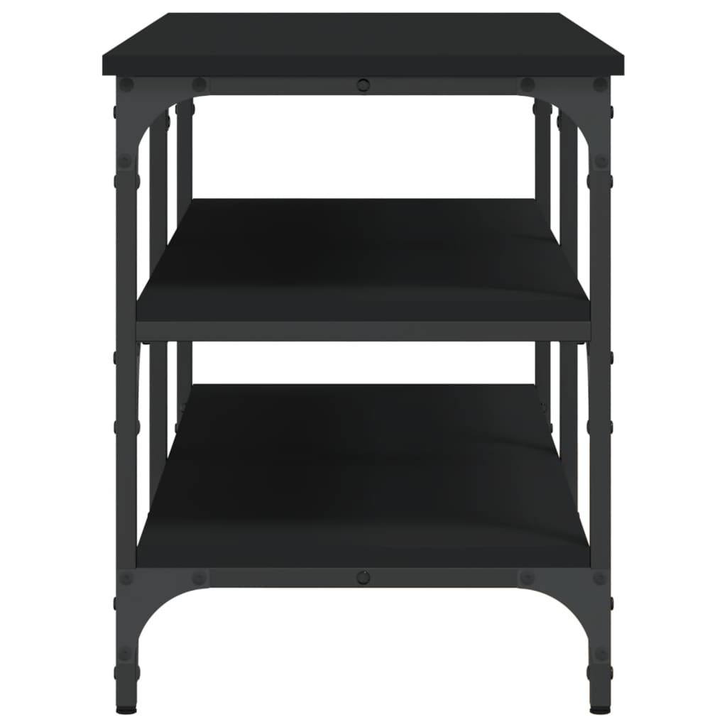 Shoe bench, black, 100x38.5x49 cm, processed wood