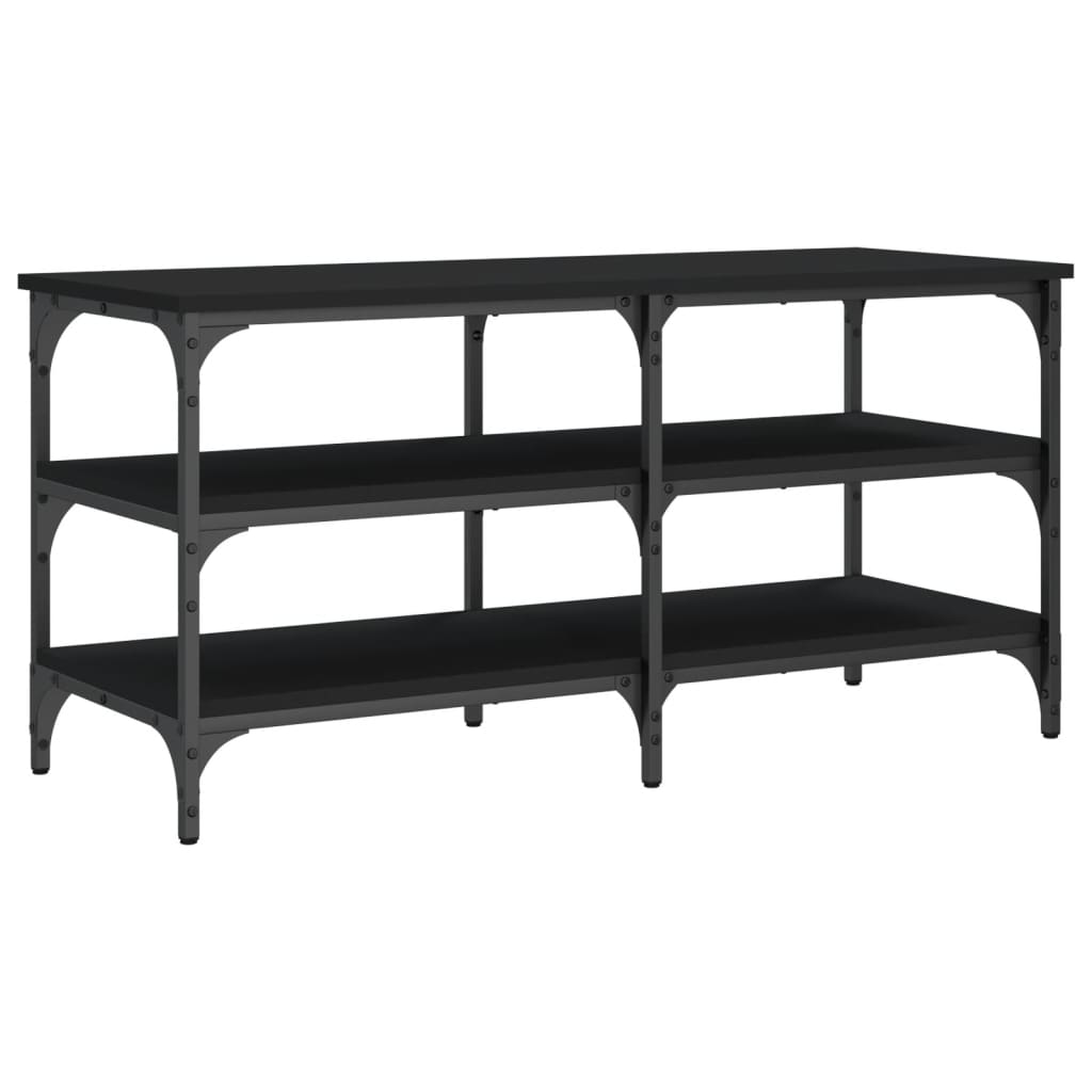 Shoe bench, black, 100x38.5x49 cm, processed wood