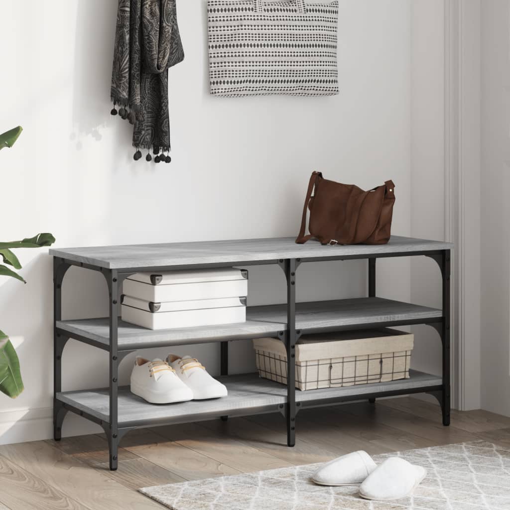 Shoe bench, sonoma grey, 100x38.5x49 cm, processed wood