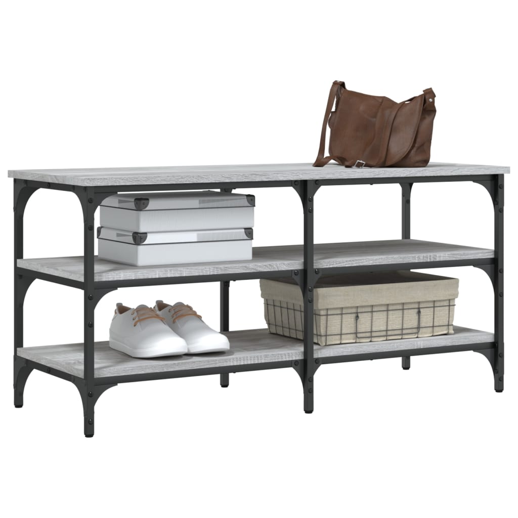 Shoe bench, sonoma grey, 100x38.5x49 cm, processed wood