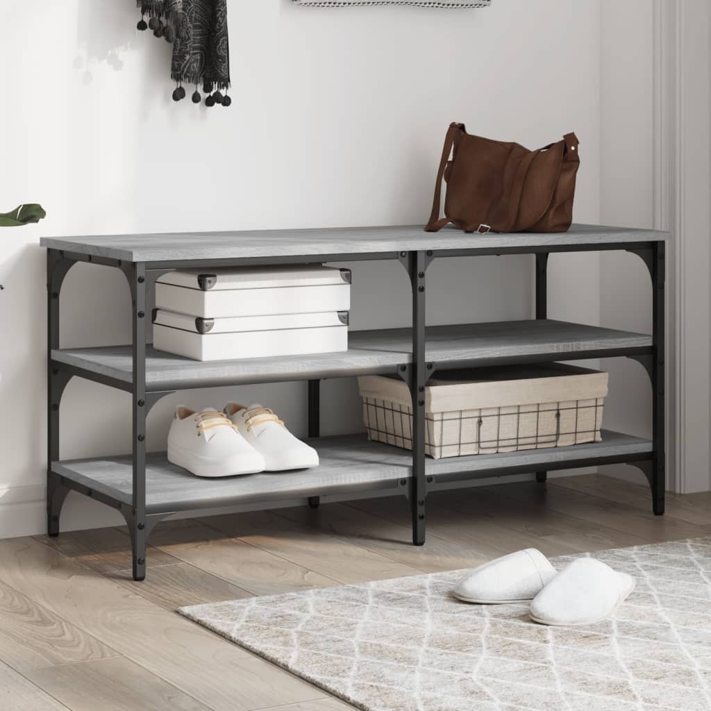 Shoe bench, sonoma grey, 100x38.5x49 cm, processed wood