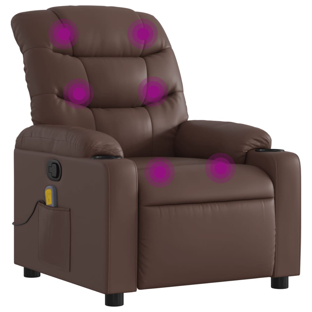 Folding massage chair, brown, ecological leather