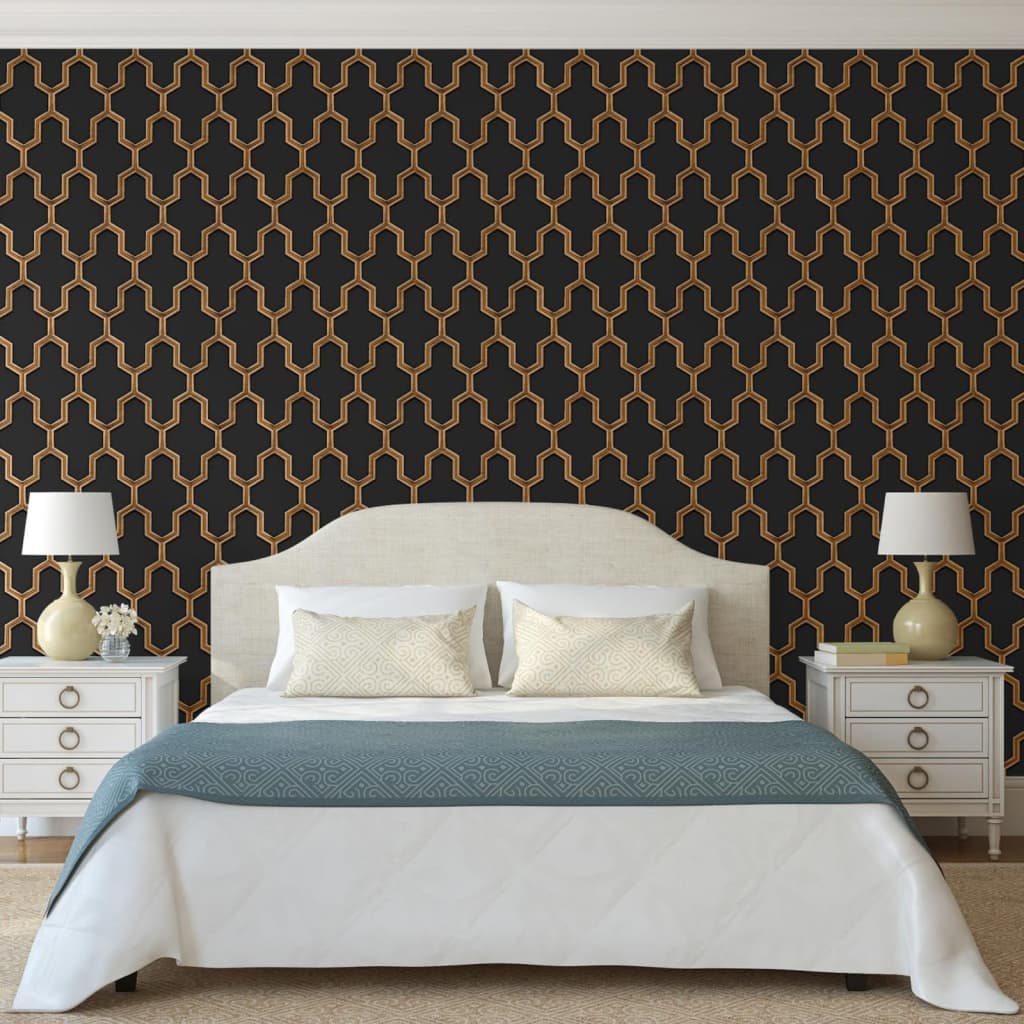 DUTCH WALLCOVERINGS Tapet „Geometric”, negru și auriu