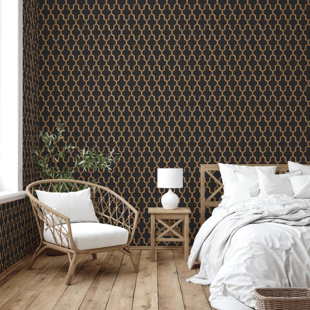 DUTCH WALLCOVERINGS Tapet „Geometric”, negru și auriu